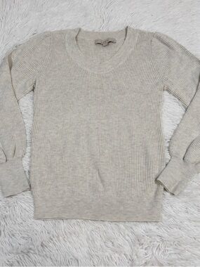 Loft petite long sleeve Light Beige Ribbed Crewneck Sweater - Women